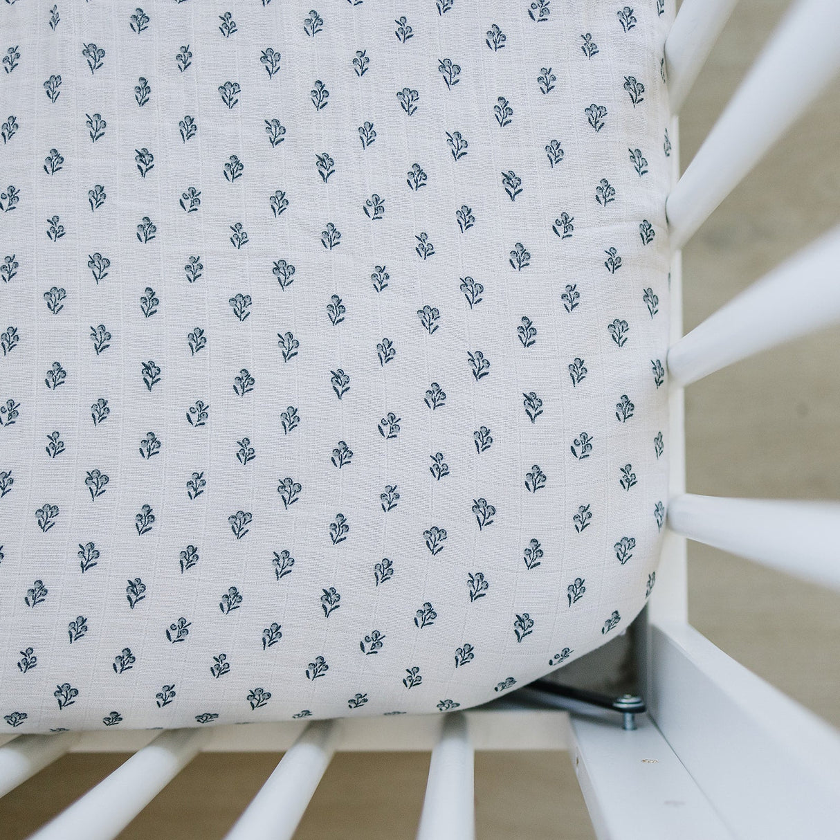 Cream Berry Muslin Crib Sheet - HoneyBug