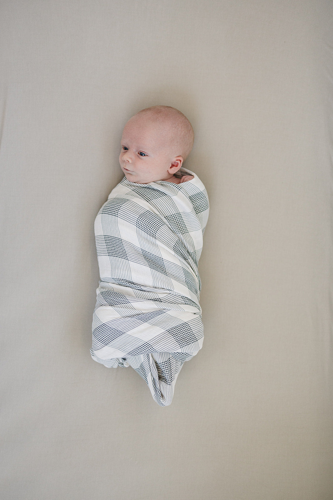 Coastal Plaid Muslin Swaddle Blanket - HoneyBug