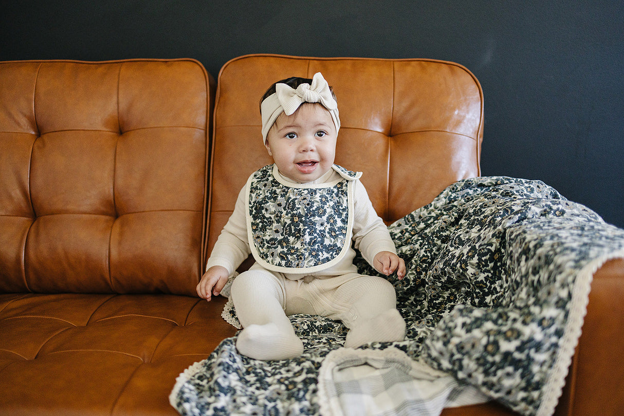 Liberty Floral + Coastal Plaid Lace Muslin Quilt - HoneyBug