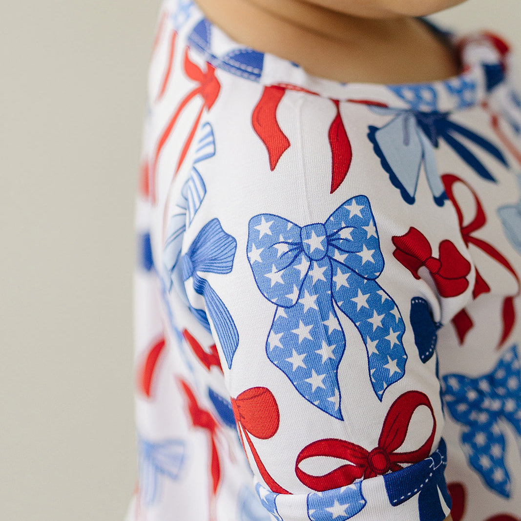 Bamboo Shorty Romper | Red-White & Bows