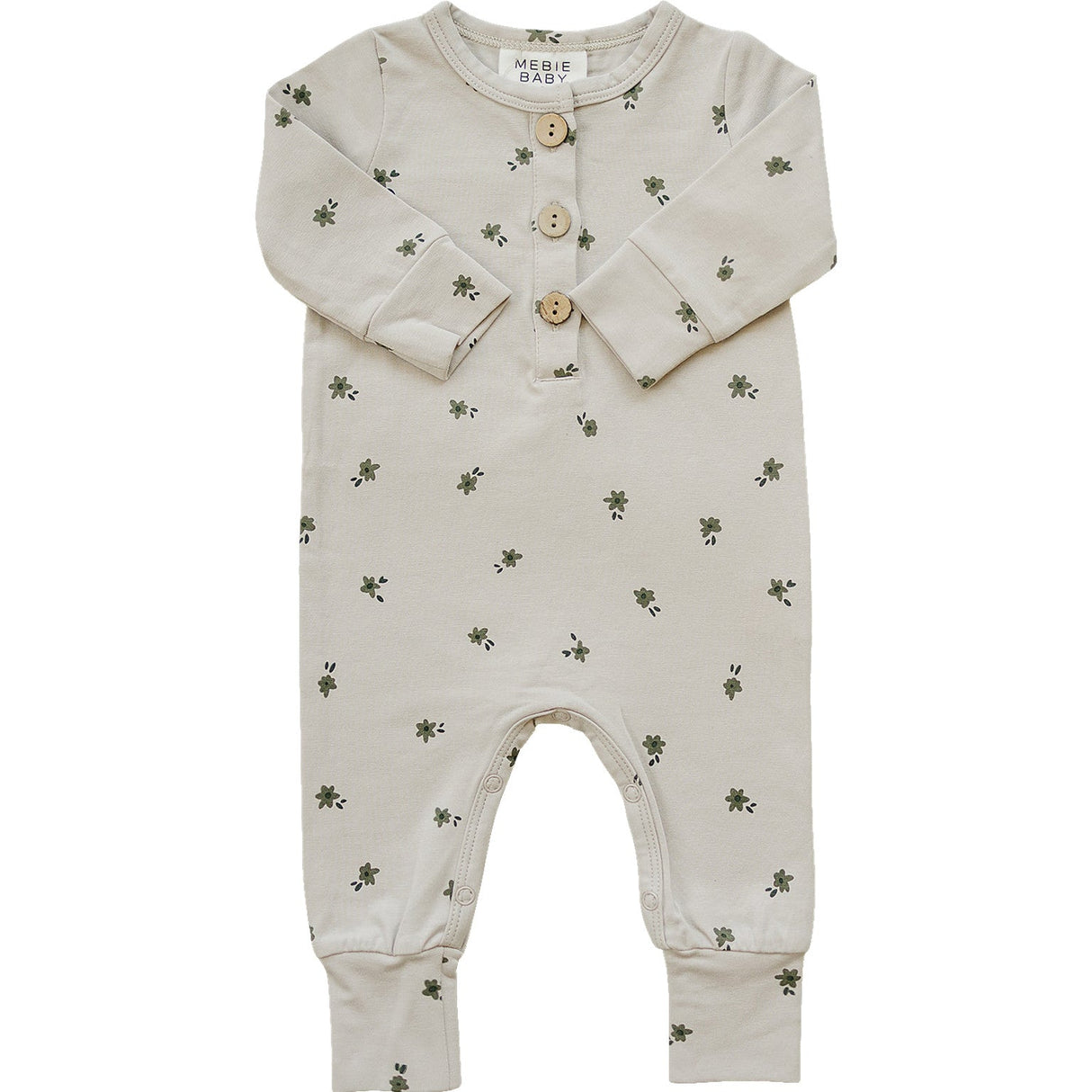 Floral Long Sleeve Button Romper - HoneyBug