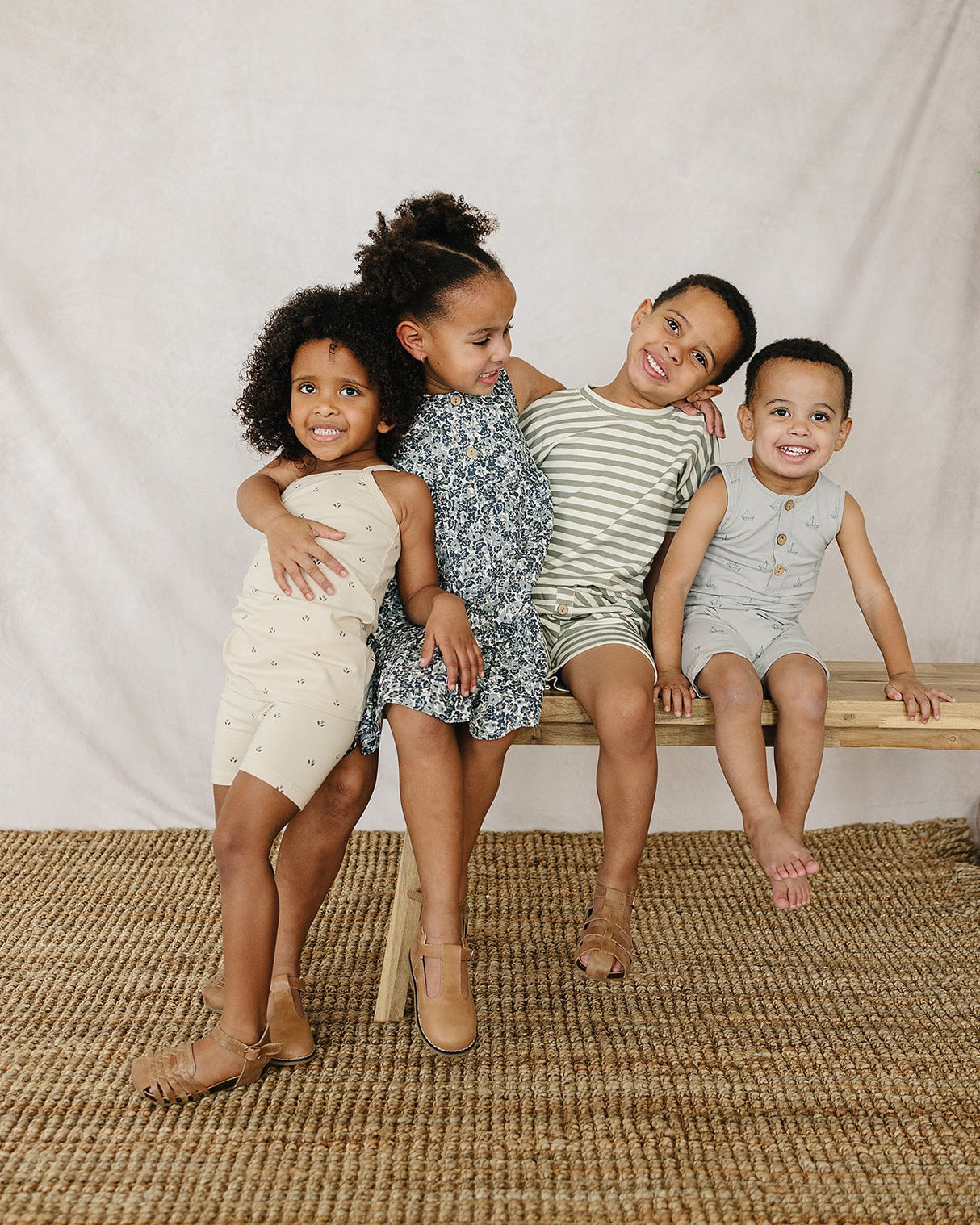 Cream Tulips Tank + Biker Short Set - HoneyBug