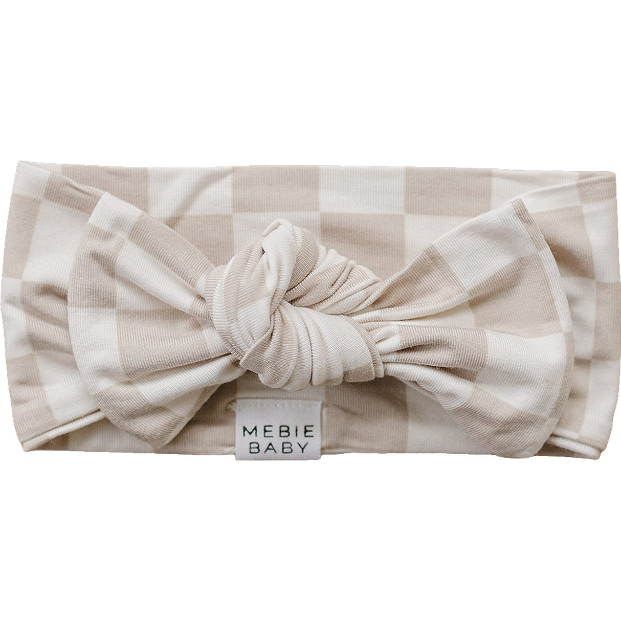 Taupe Checkered Bamboo Head Wrap - HoneyBug