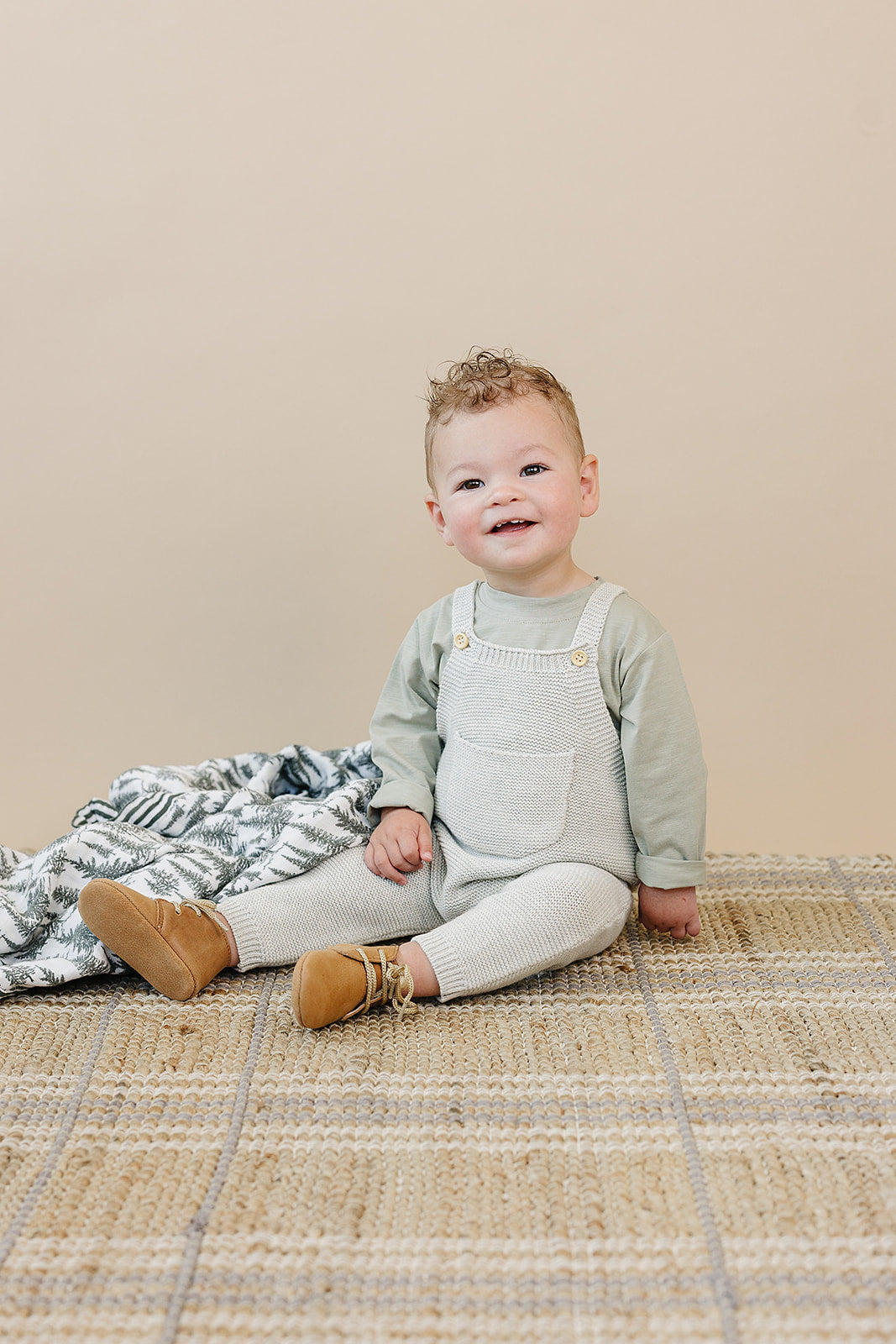 Grey Knit Overalls - HoneyBug