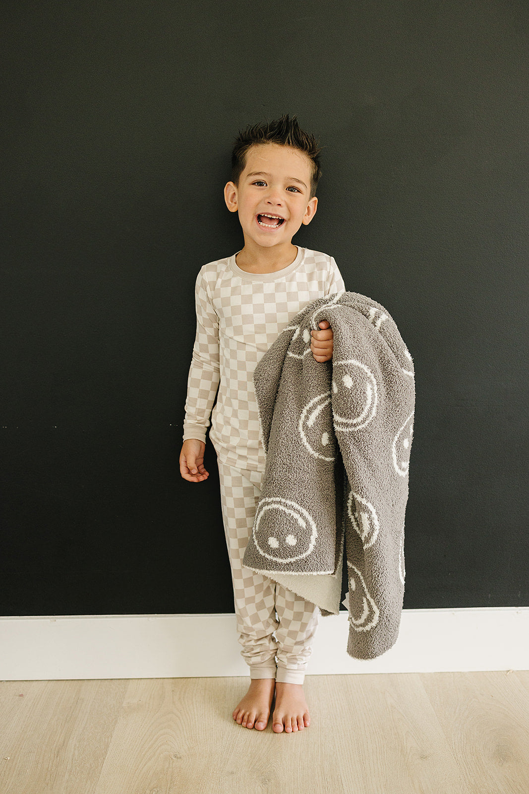 Taupe Checkered Bamboo Cozy Set - HoneyBug