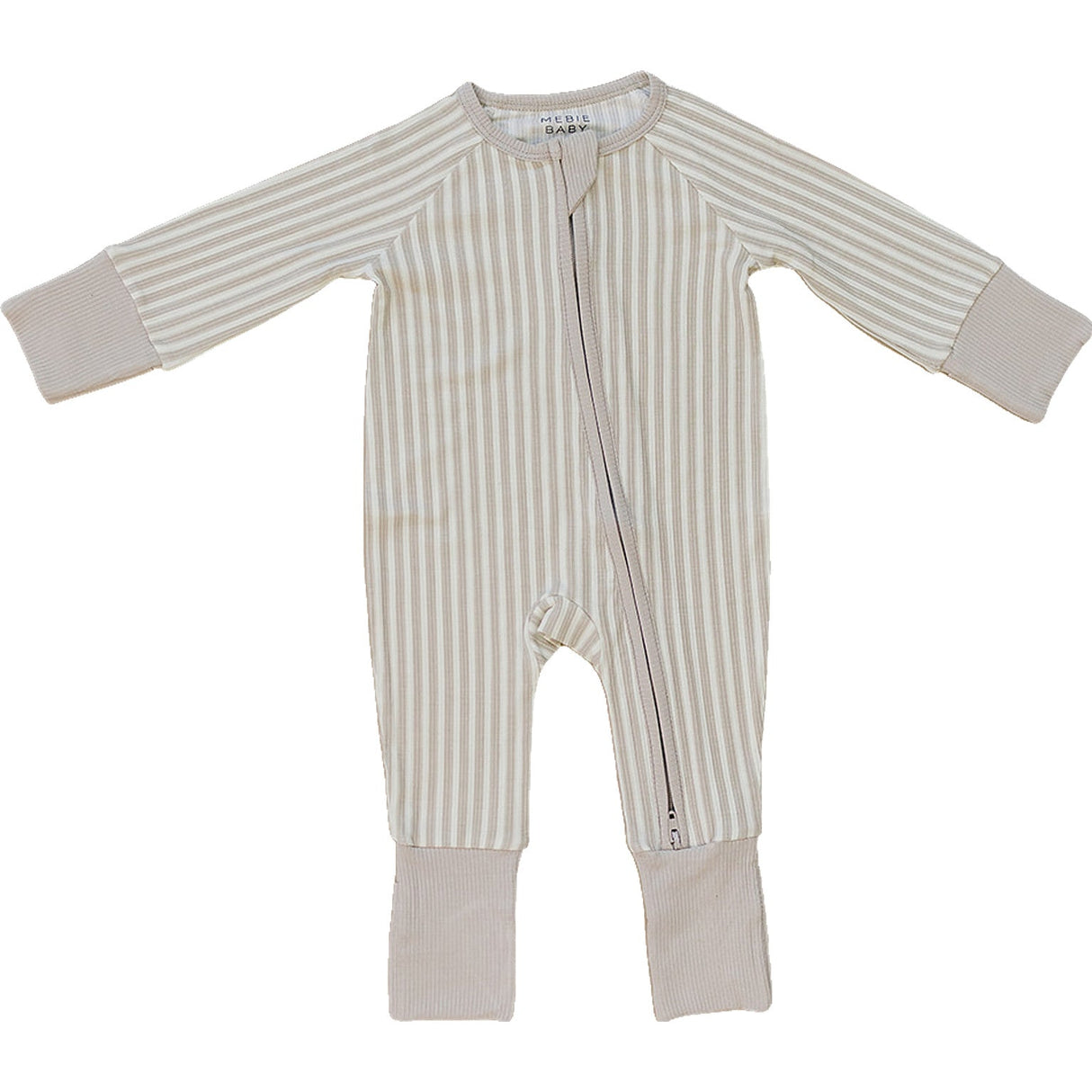 Taupe Stripe Ribbed Bamboo Zipper - HoneyBug