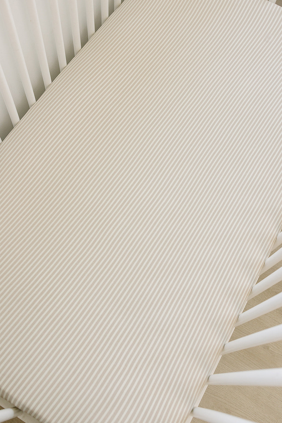 Taupe Stripe Ribbed Bamboo Stretch Crib Sheet - HoneyBug