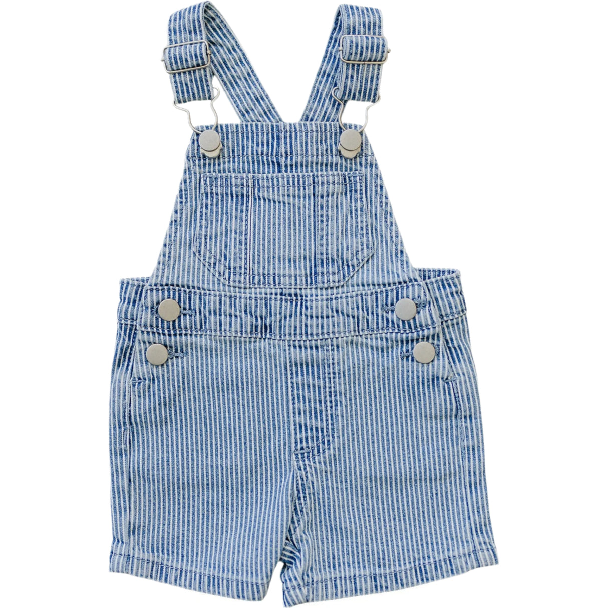 Blue Stripe Short Overalls - HoneyBug