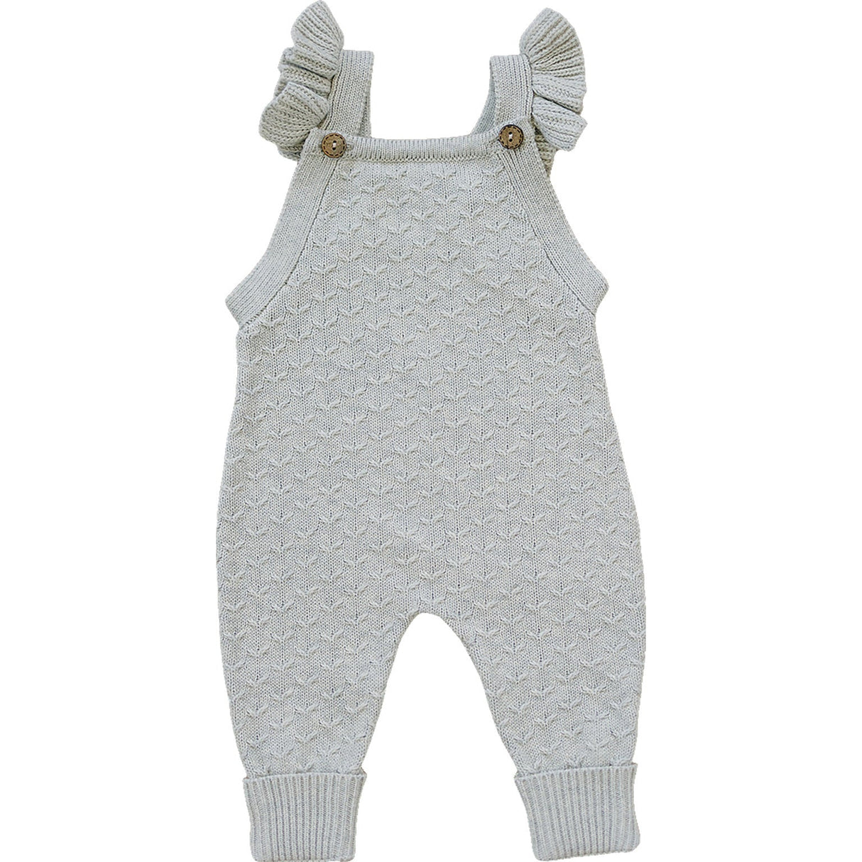 Grey Ruffle Knit Overalls - HoneyBug