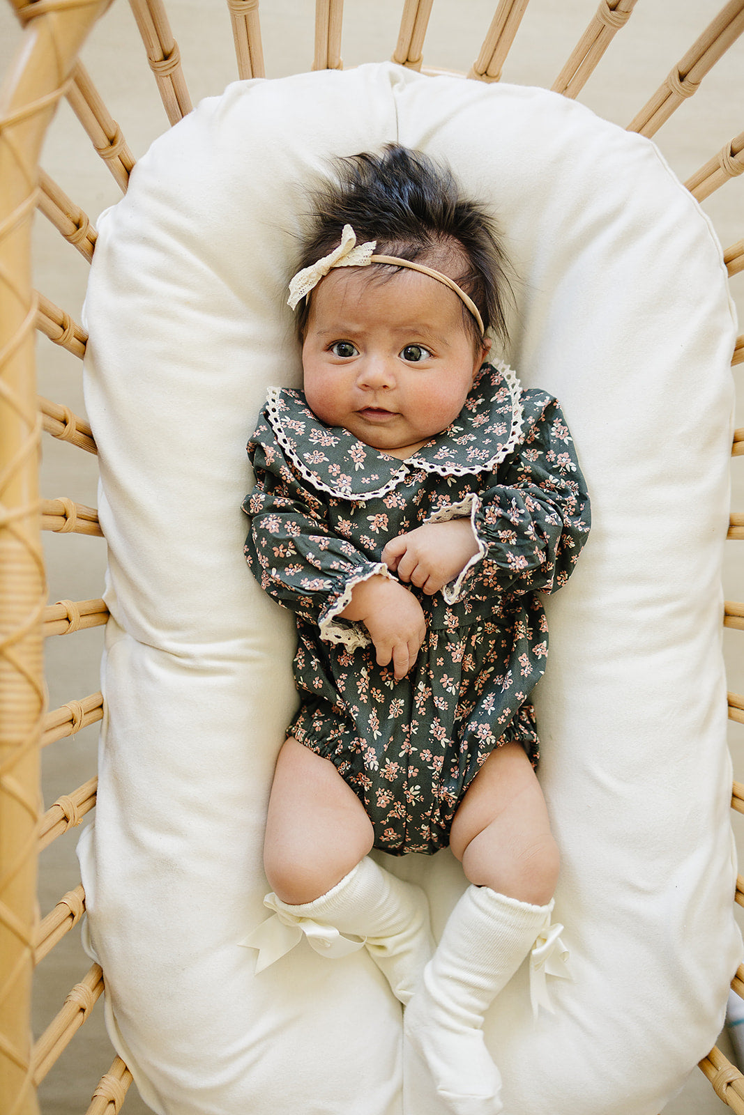 Olive Bloom Bubble Romper - HoneyBug