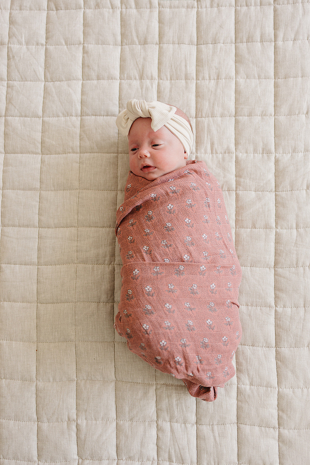 Vintage Pink Floral Muslin Swaddle Blanket - HoneyBug