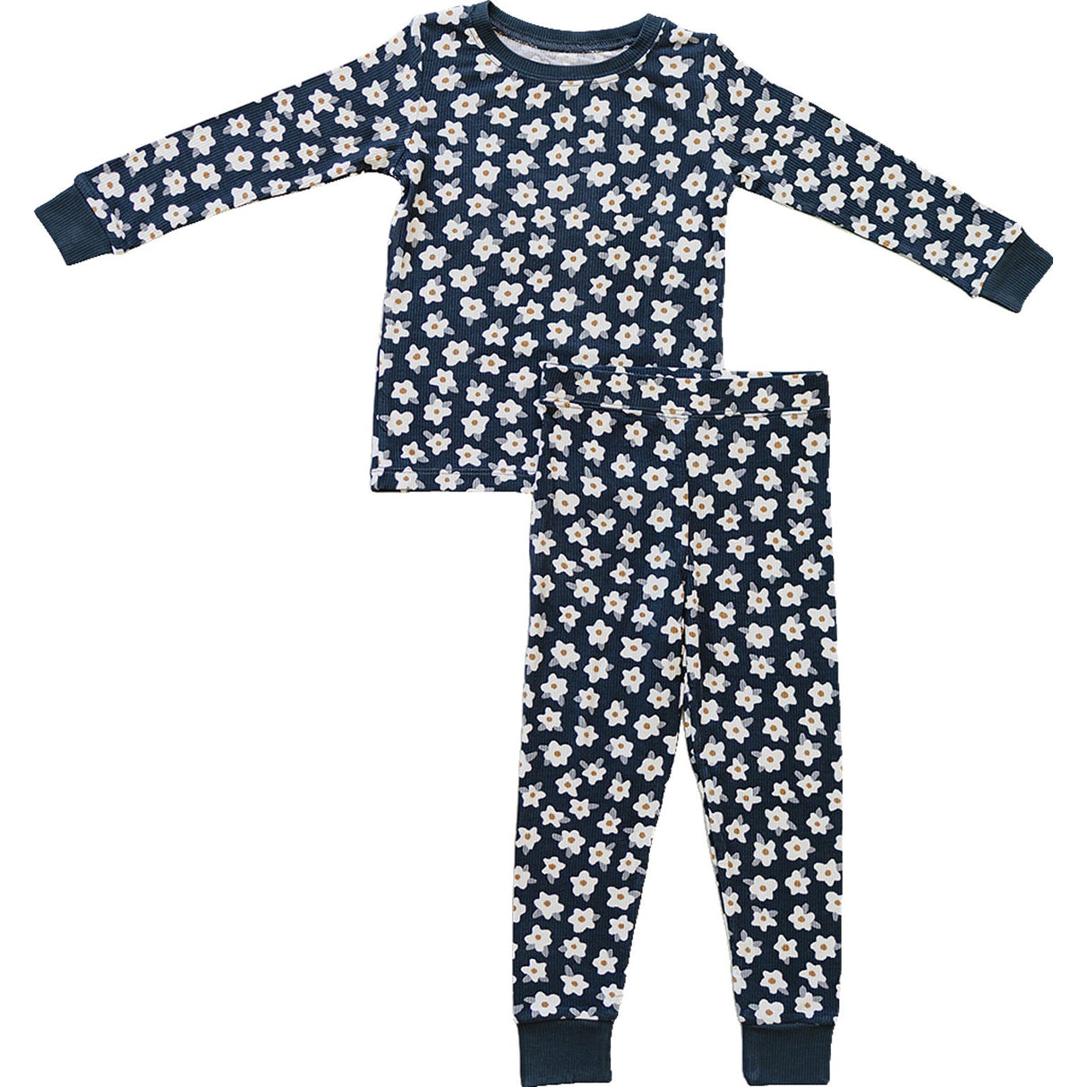 Navy Daisy Ribbed Bamboo Cozy Set - HoneyBug