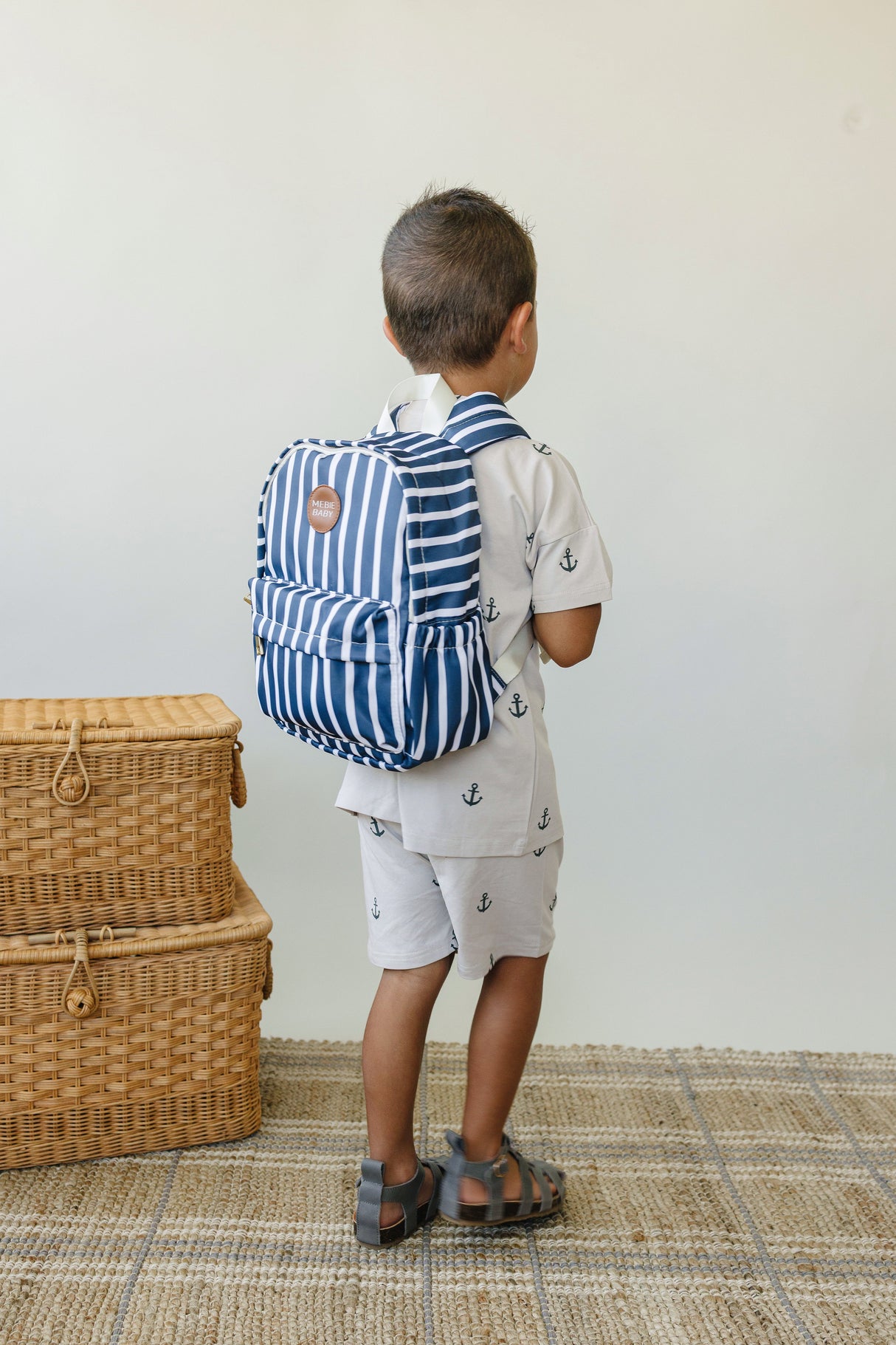 Navy Stripe Mini Backpack - HoneyBug