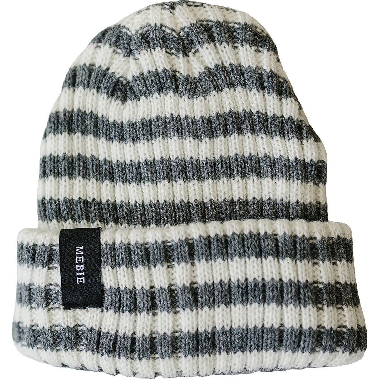 Grey & White Stripe Chunky Knit Beanie - HoneyBug