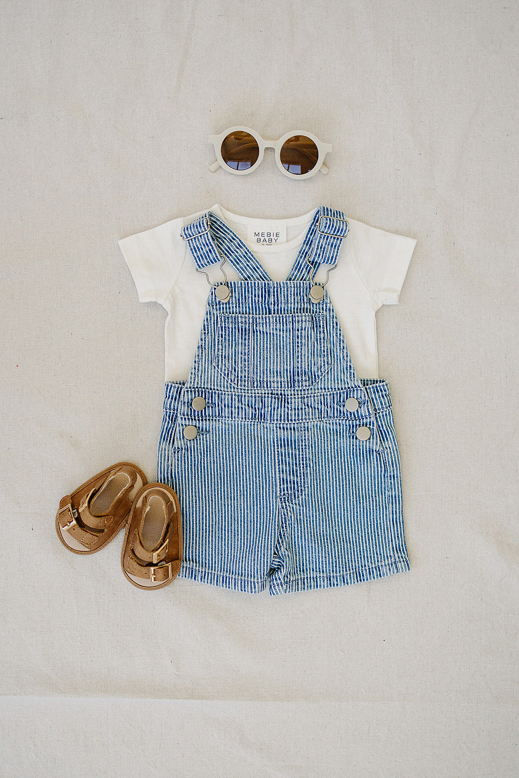 Blue Stripe Short Overalls - HoneyBug
