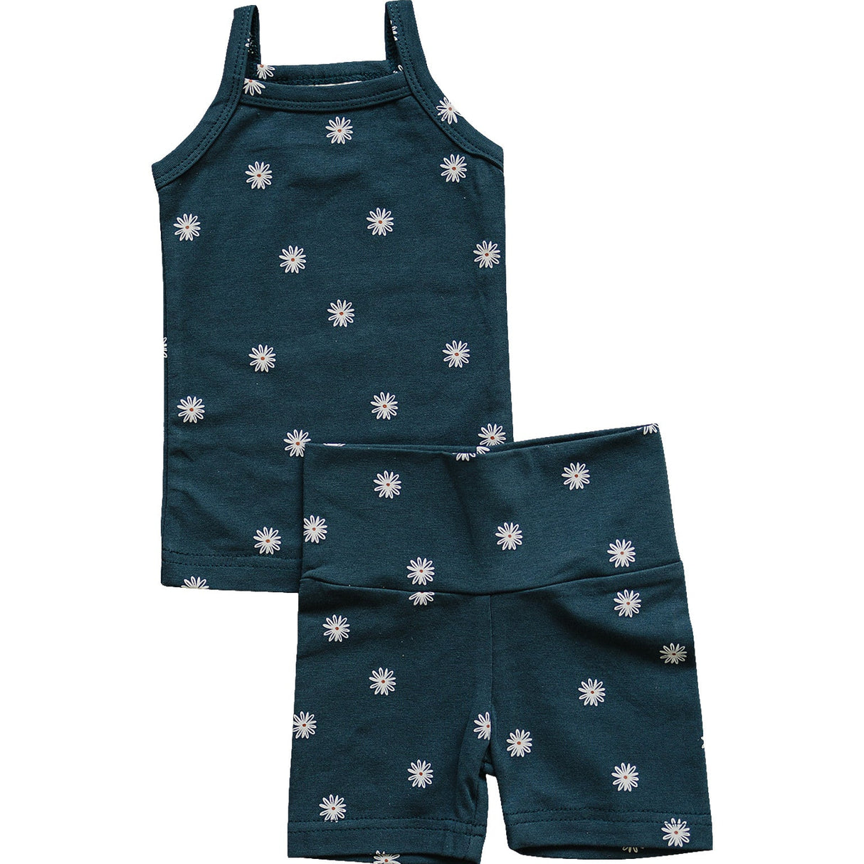 Navy Daisies Tank + Biker Short Set - HoneyBug