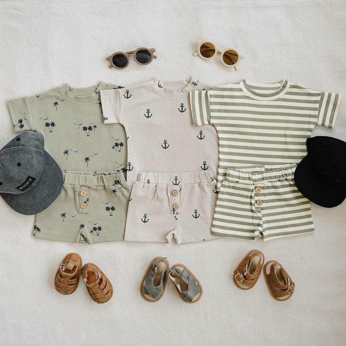 Anchors Button Short Set - HoneyBug