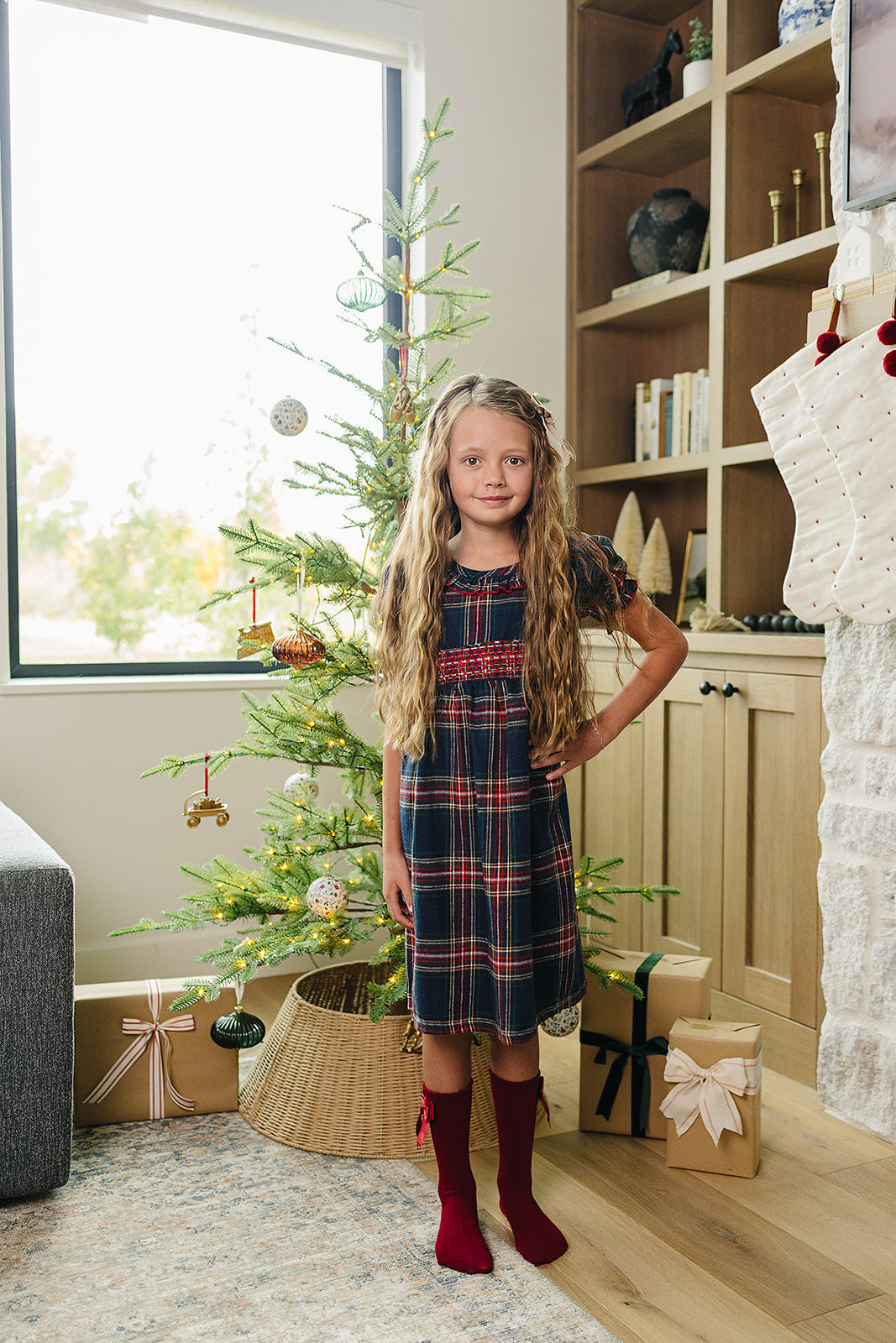 Christmas Plaid Smocked Dress - HoneyBug