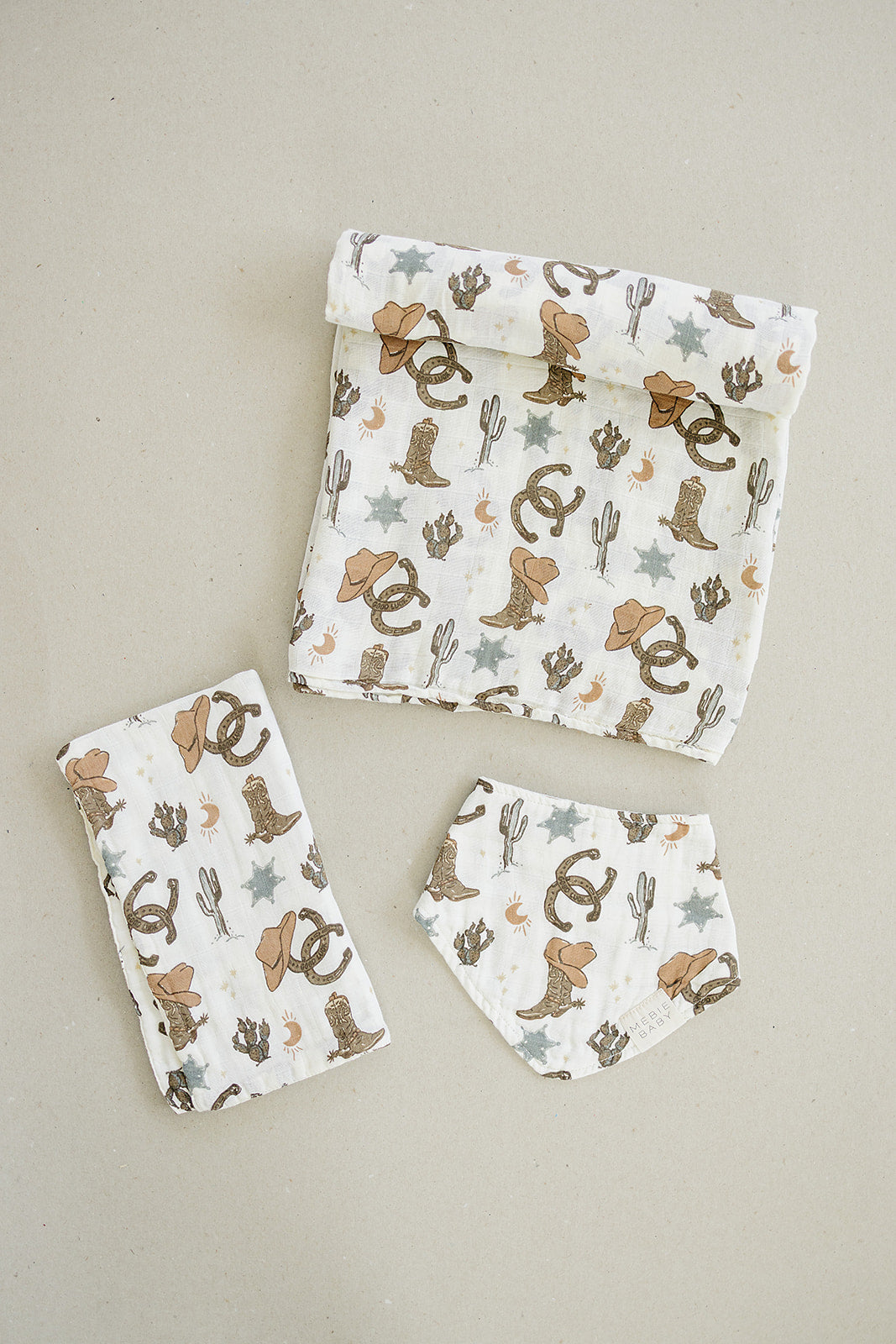 Outlaw Cowboy Muslin Burp Cloth - HoneyBug