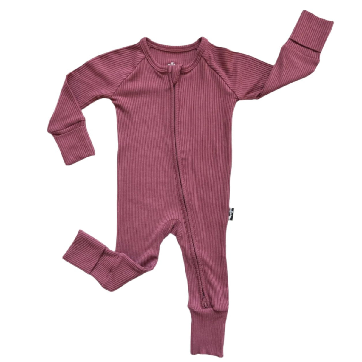 Zip Romper - Mauve Ribbed - HoneyBug