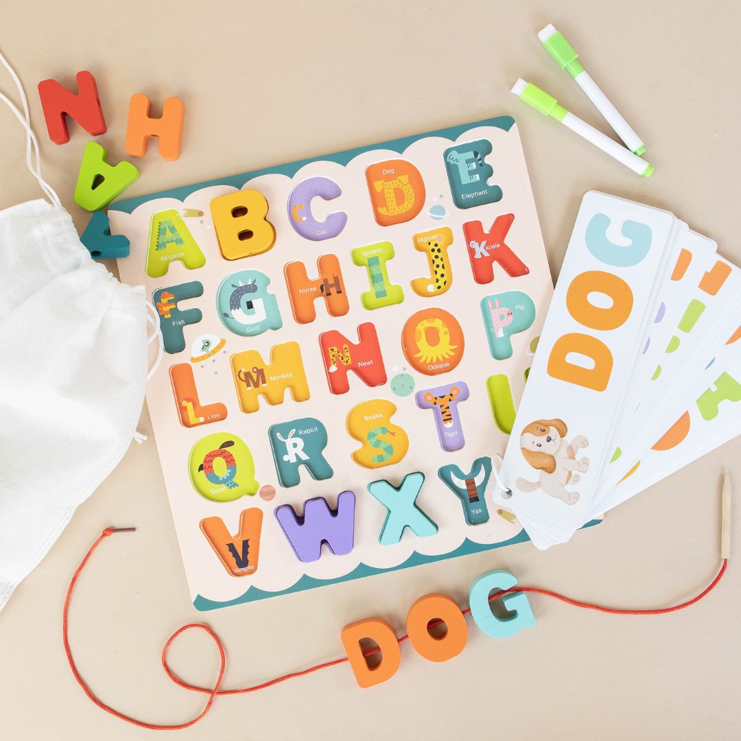 ABC Puzzle Set with Flashcards + Whiteboard