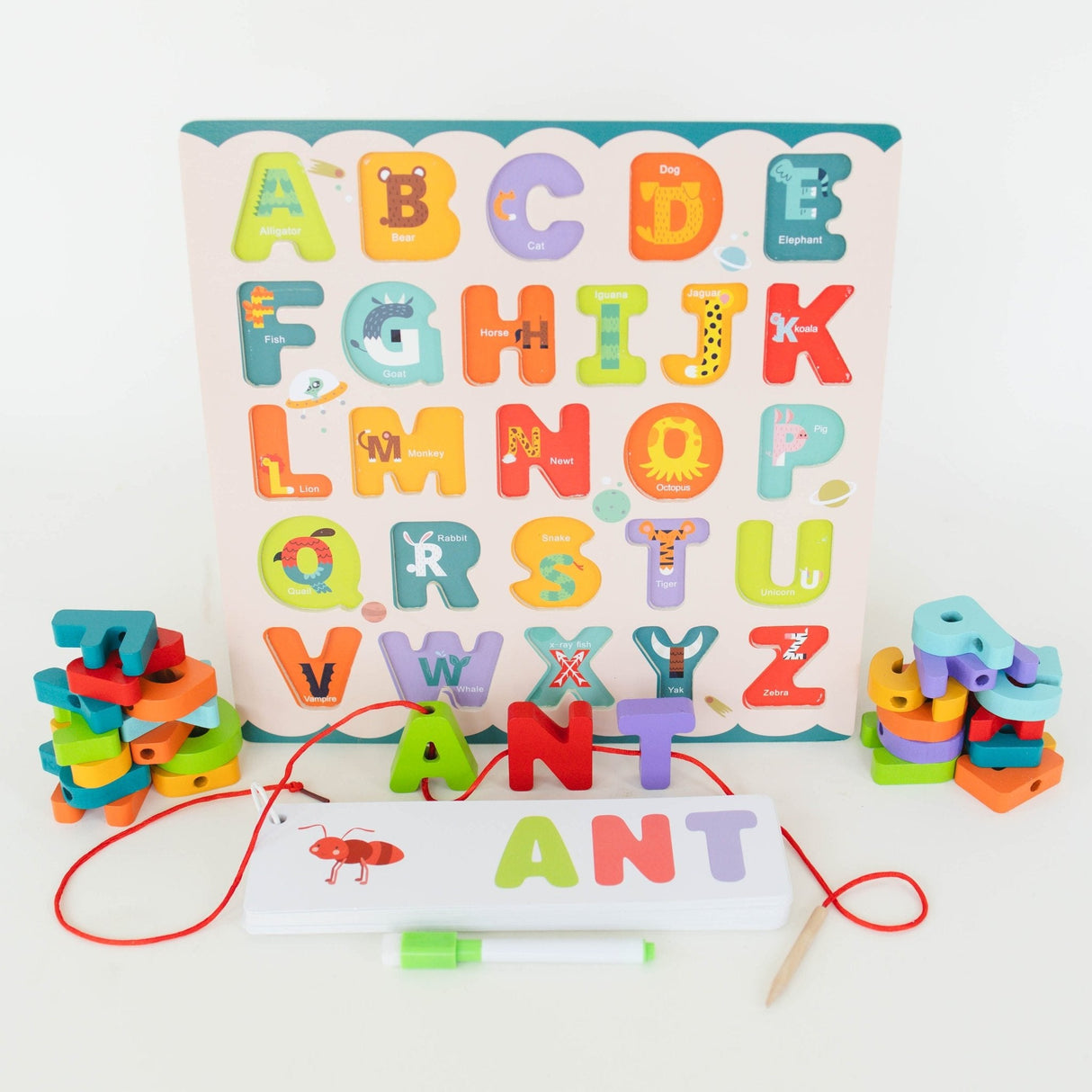 ABC Puzzle Set with Flashcards + Whiteboard