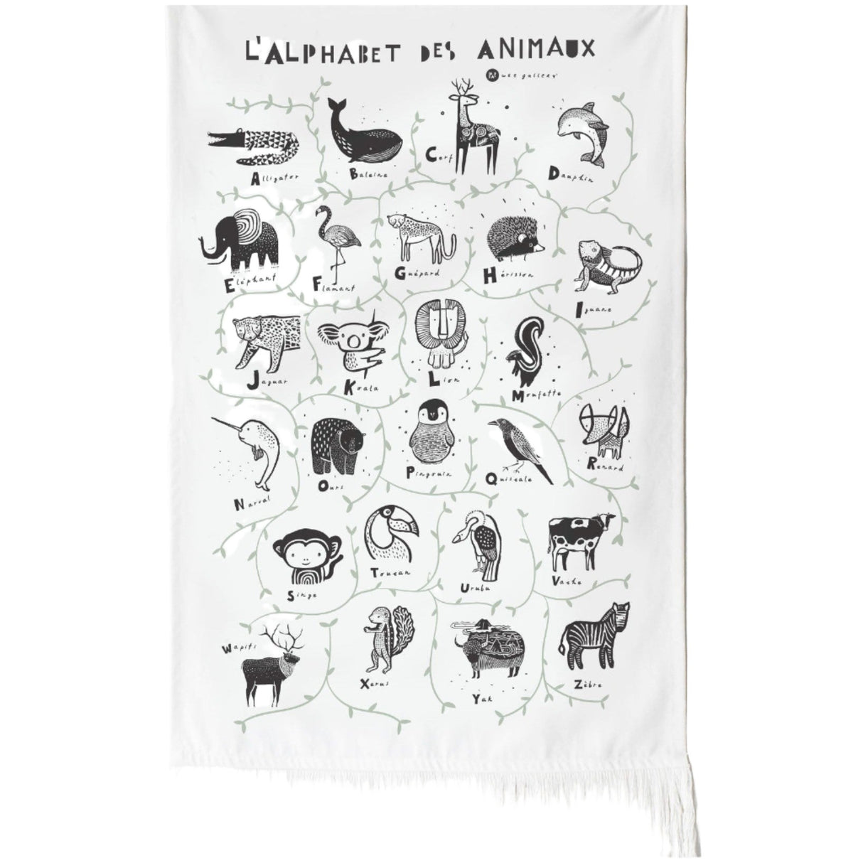 Animal Alphabet Printed Tapestry - French Edition - HoneyBug