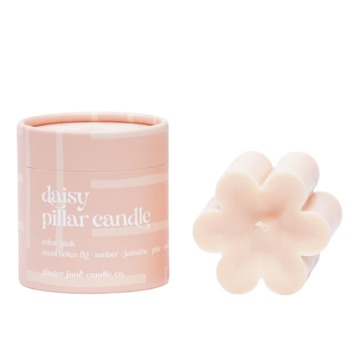Pink Daisy Pillar Candle - HoneyBug
