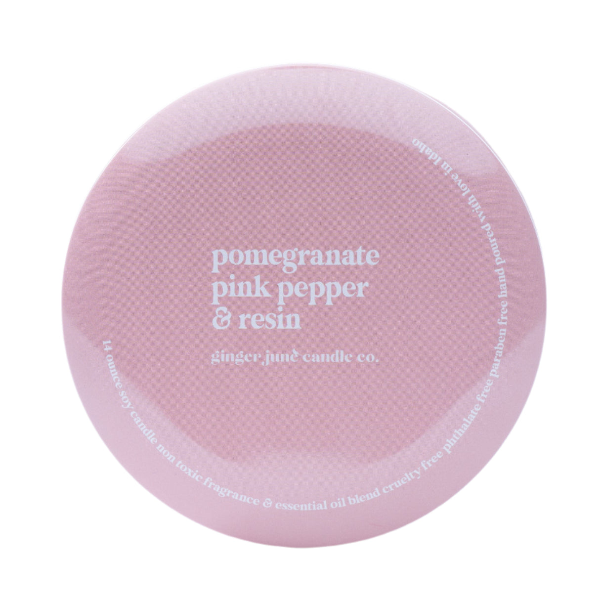 Pink Tin: Pomegranate + Pink Pepper + Resin - 14 oz Candle - HoneyBug