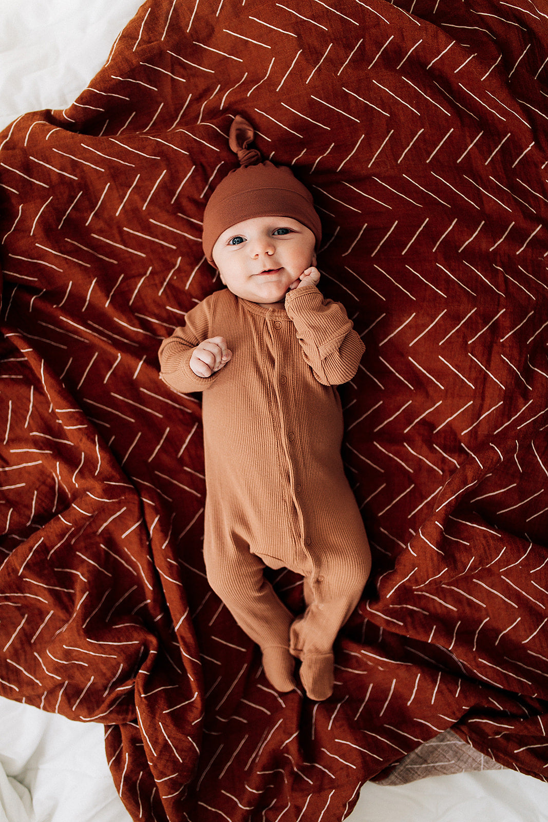 Rust Bamboo Newborn Knot Hat - HoneyBug