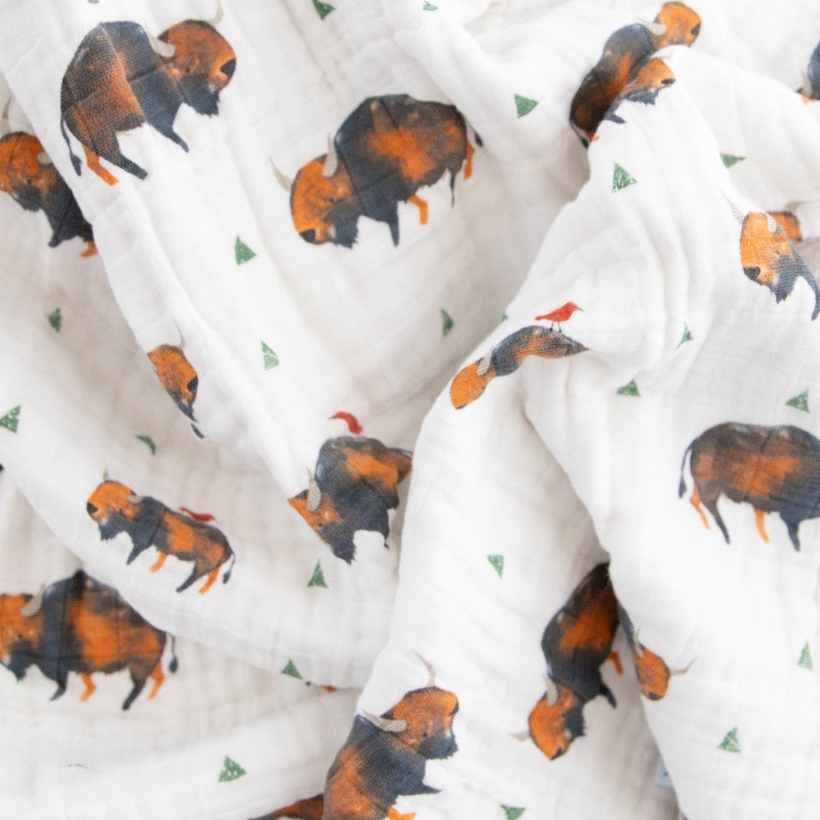 Cotton Muslin Baby Quilt - Bison - HoneyBug