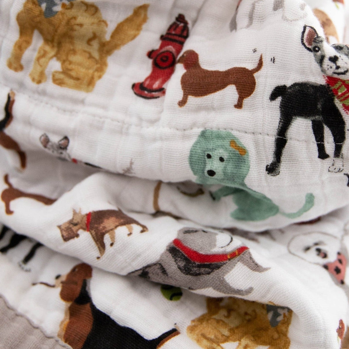 Cotton Muslin Baby Quilt - Woof - HoneyBug