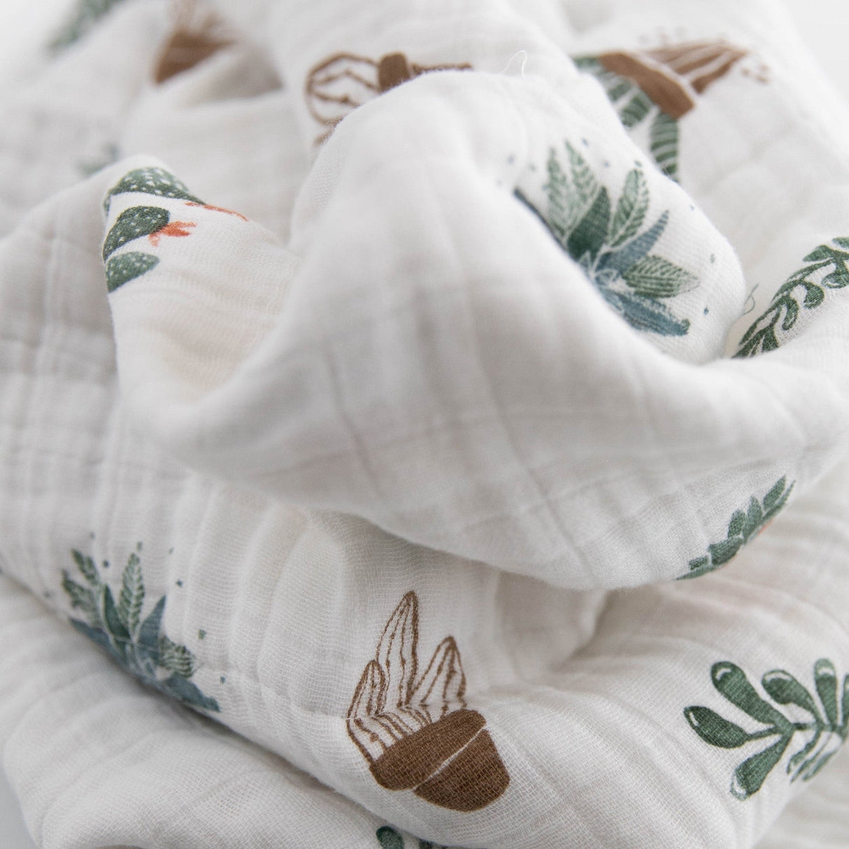 Cotton Muslin Baby Quilt - Prickle Pots - HoneyBug