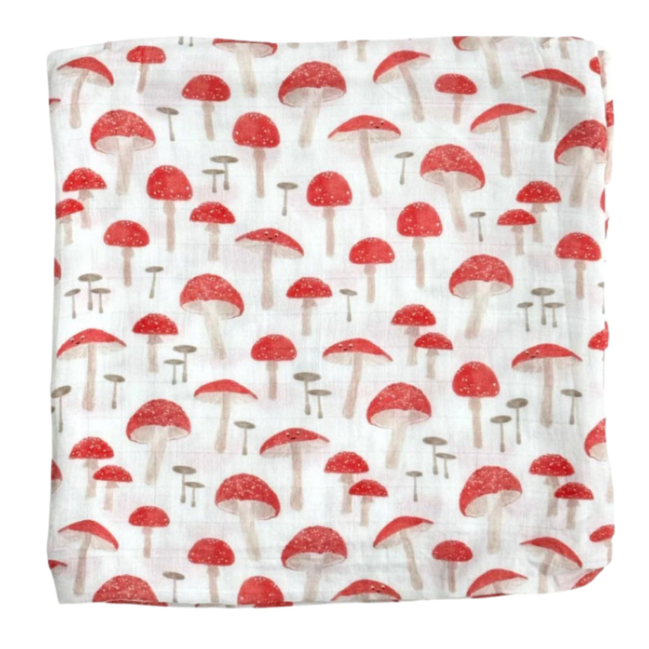Bamboo Muslin Swaddle Blanket in The Fun-gis - HoneyBug