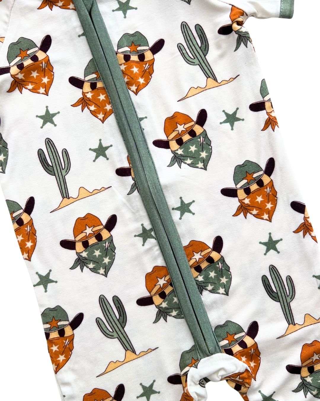 Bamboo Shorty Romper | Smiley Cowboy - HoneyBug