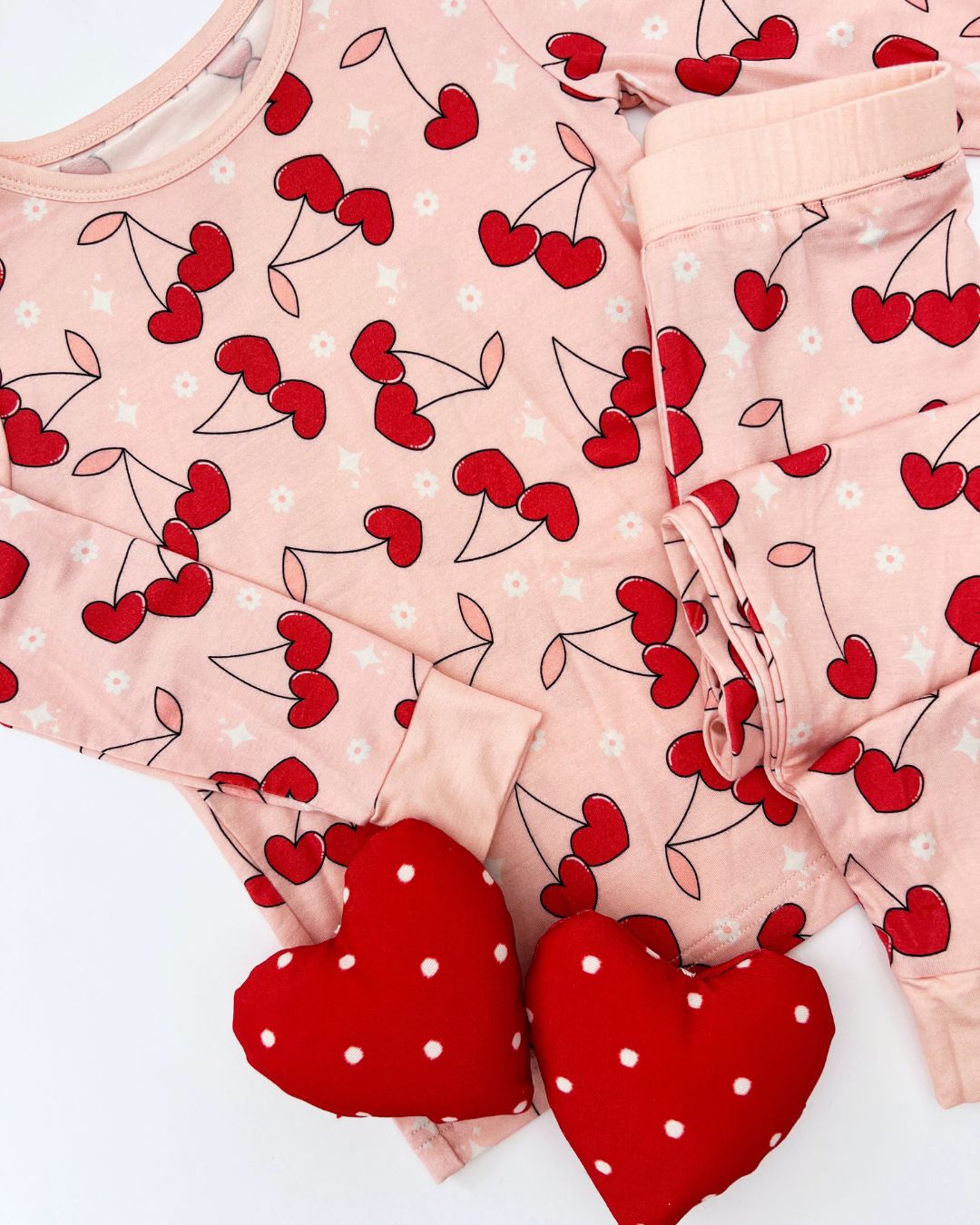 Bamboo Two Piece Set | Cherry Heart - HoneyBug