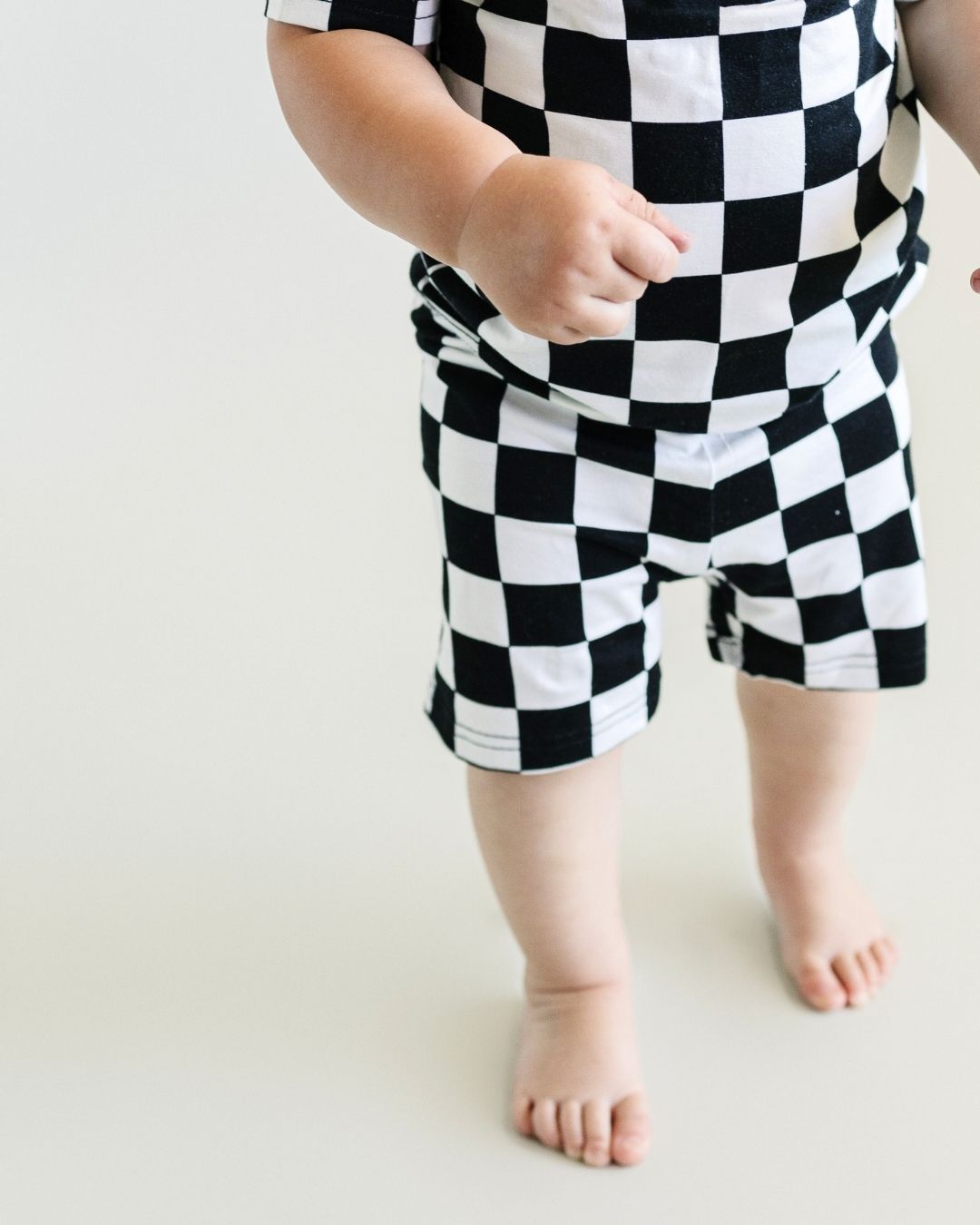 Bamboo Two Piece Shorts Set | Black Checkered - HoneyBug