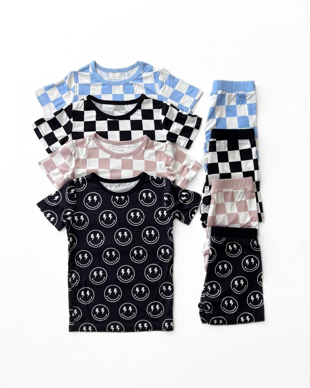 Bamboo Two Piece Shorts Set | Black Checkered - HoneyBug