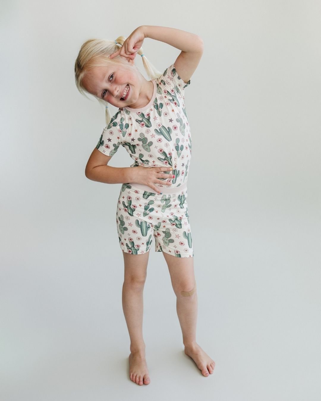 Bamboo Two Piece Shorts Set | Cactus Flowers - HoneyBug