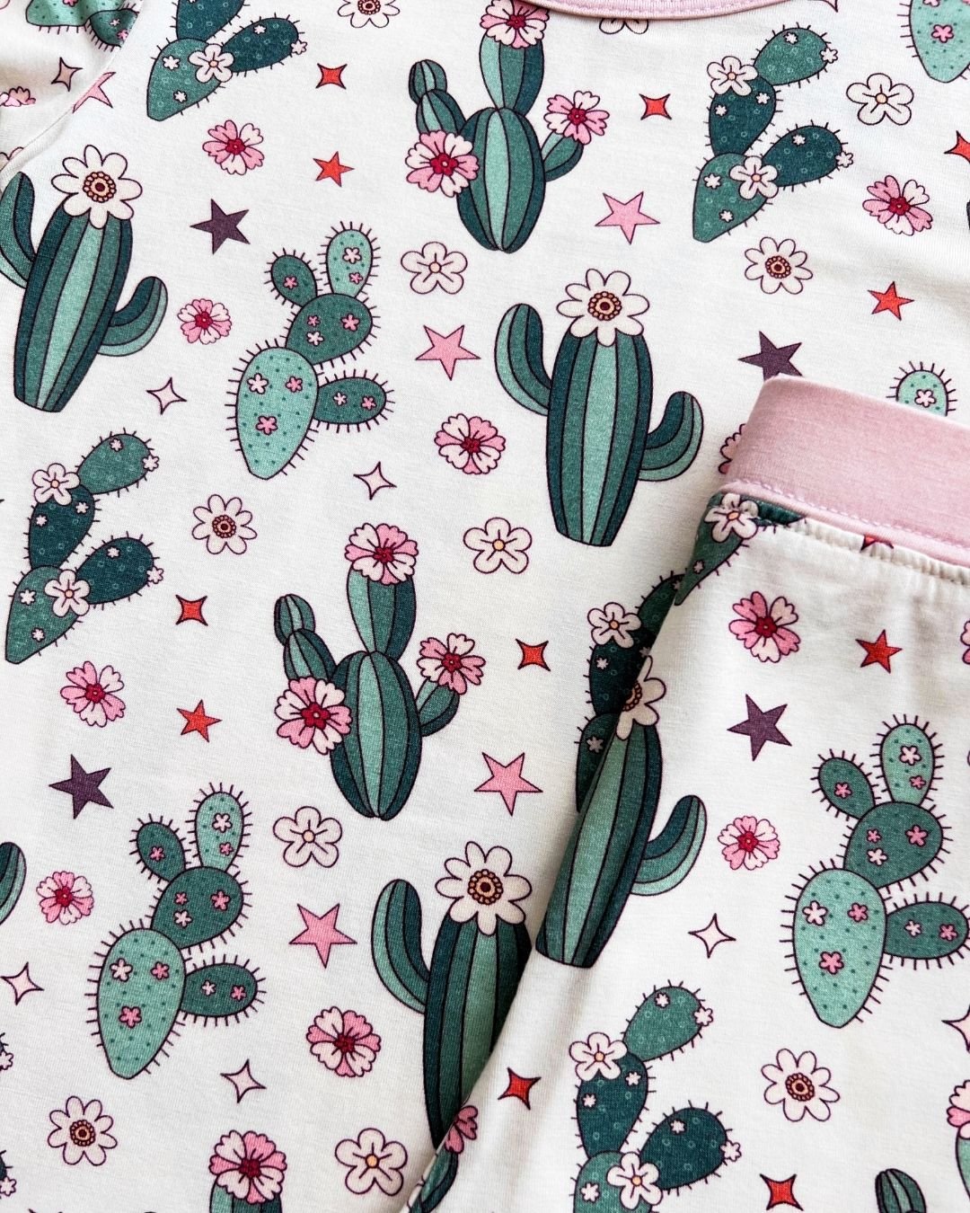 Bamboo Two Piece Shorts Set | Cactus Flowers - HoneyBug