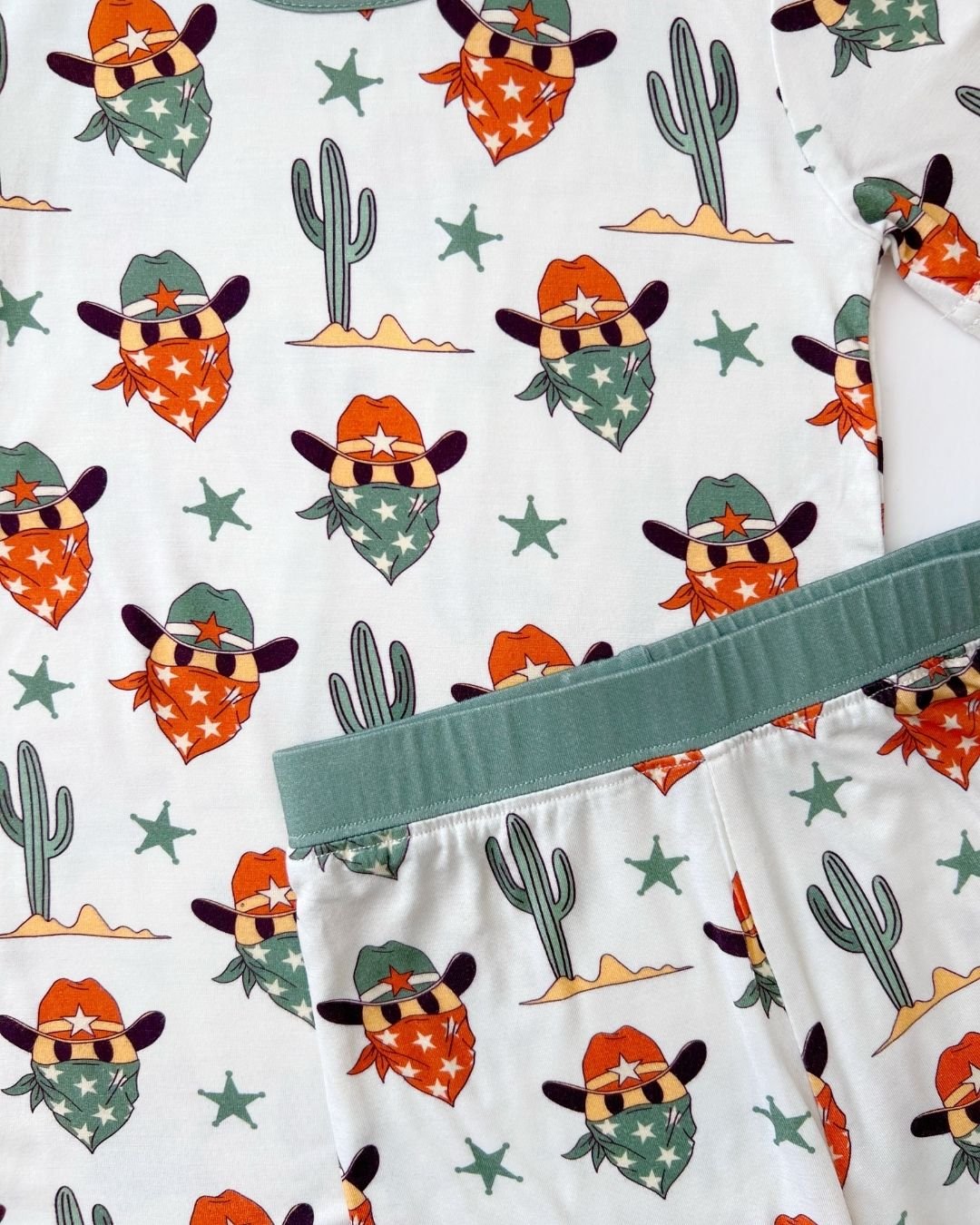 Bamboo Two Piece Shorts Set | Smiley Cowboy - HoneyBug