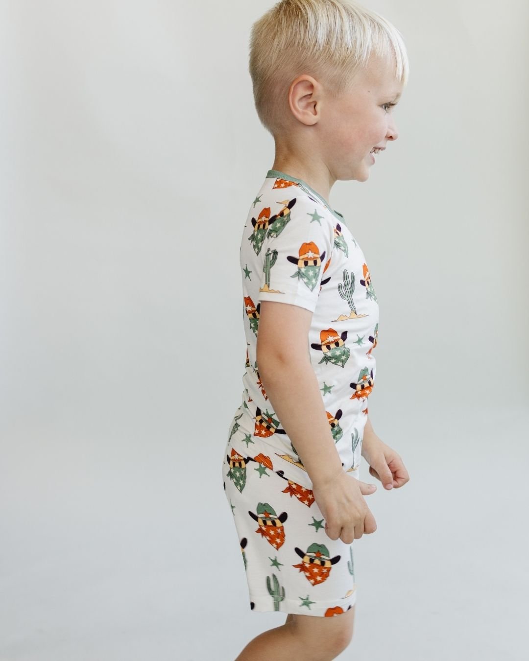 Bamboo Two Piece Shorts Set | Smiley Cowboy - HoneyBug