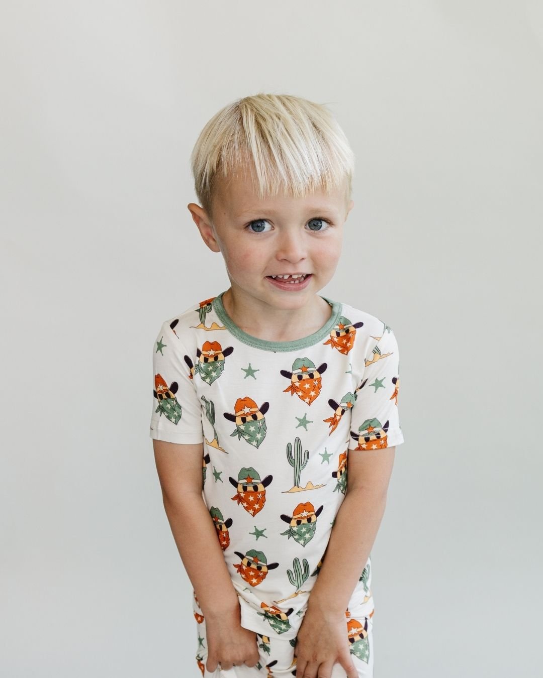 Bamboo Two Piece Shorts Set | Smiley Cowboy - HoneyBug