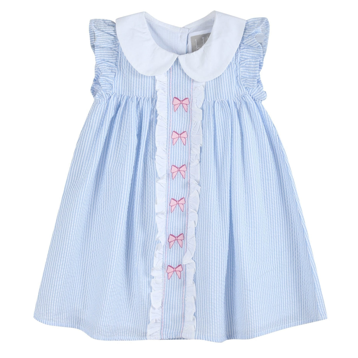 Blue and Pink Bow Ruffle Dress