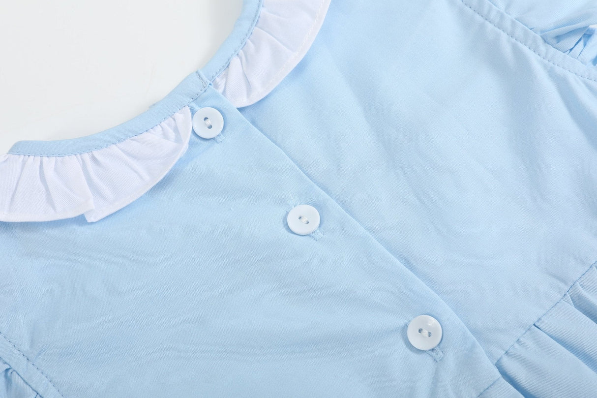 Blue Lil Sister Smocked Romper