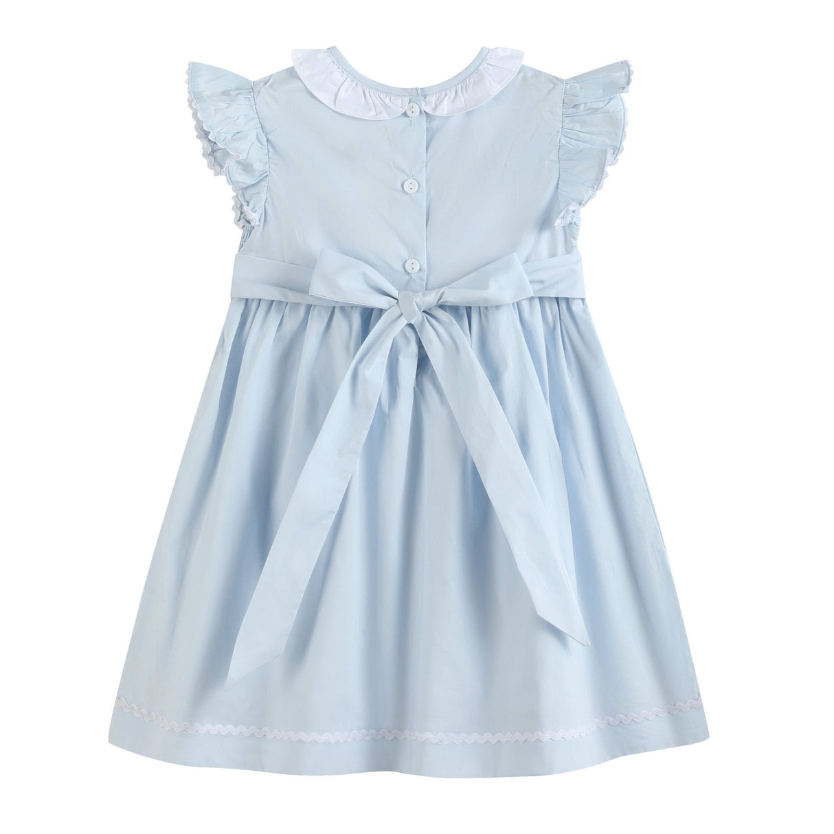 Blue Ruffled Crosses Smocked Dress