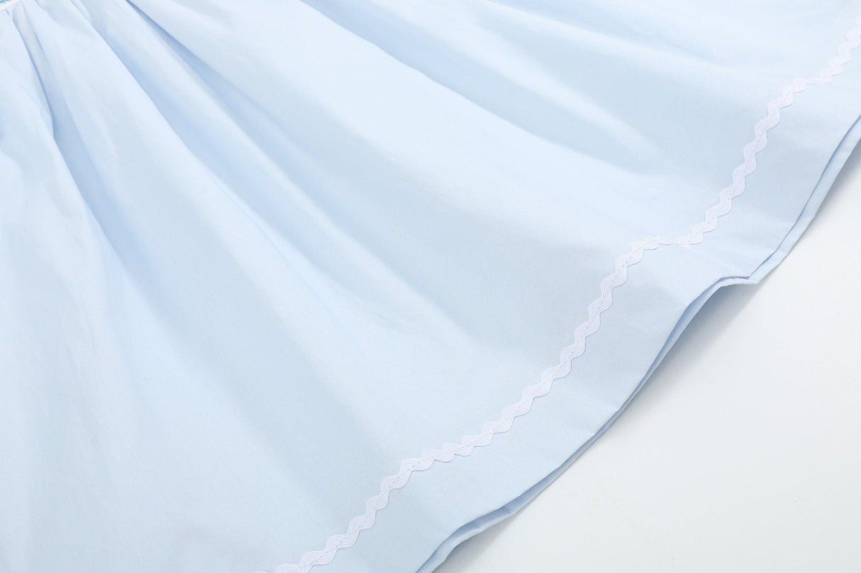 Blue Ruffled Crosses Smocked Dress