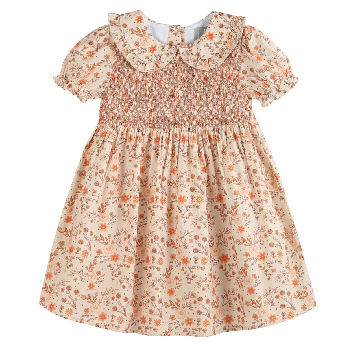 Brown Floral Collared Dress