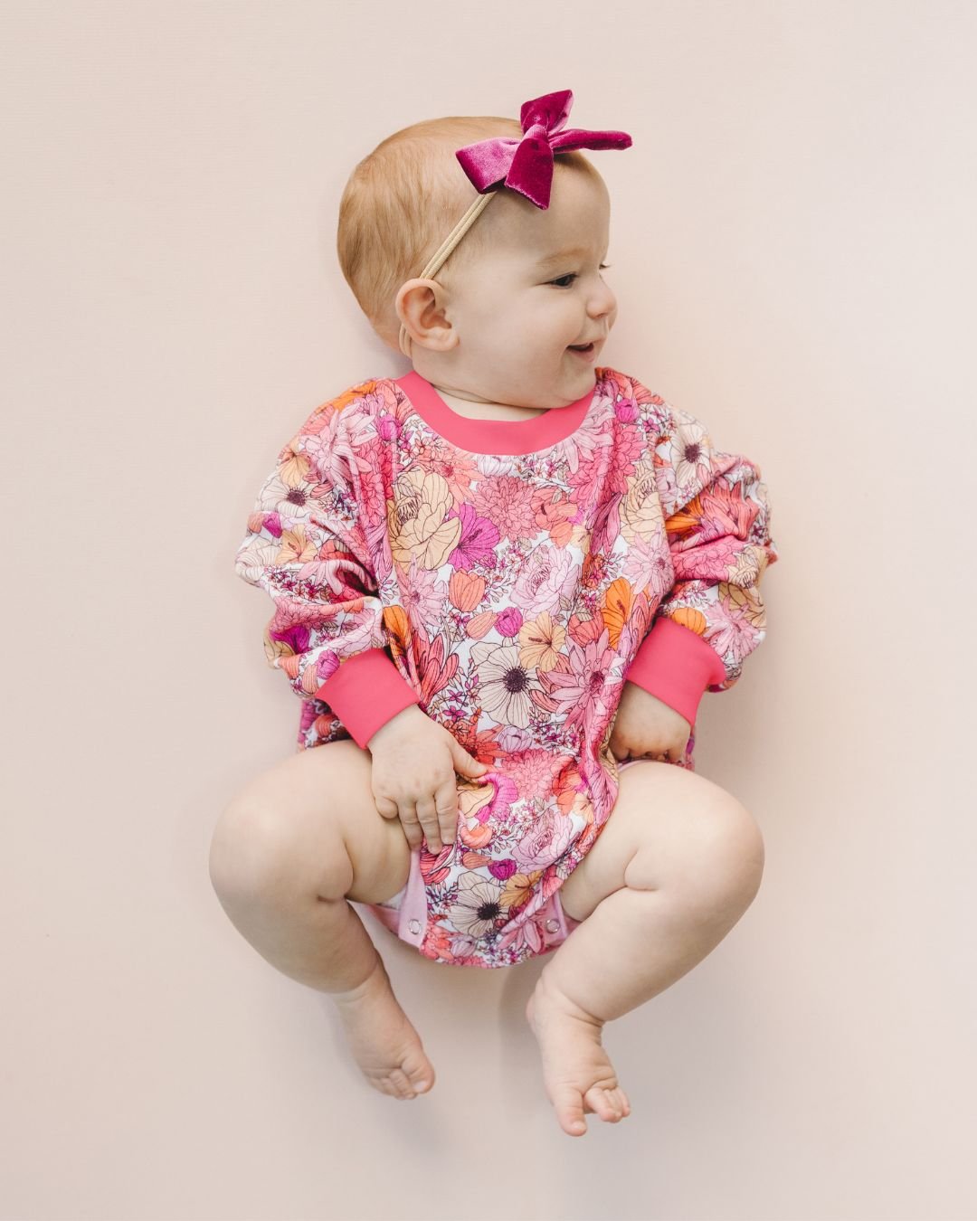 Bubble Romper | Pink Flowers - HoneyBug