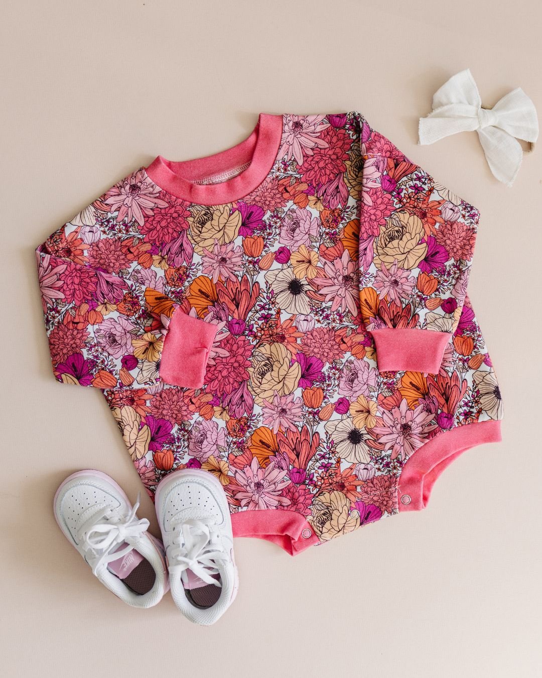Bubble Romper | Pink Flowers - HoneyBug